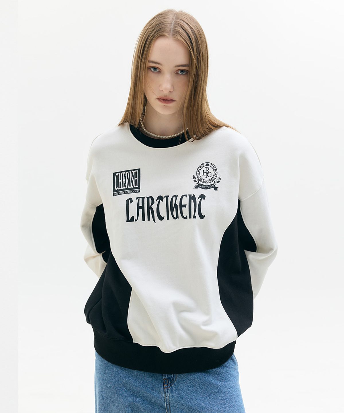 라티젠(LARTIGENT) LX COLOR BLOCK SWEATSHIRT(WHITE)