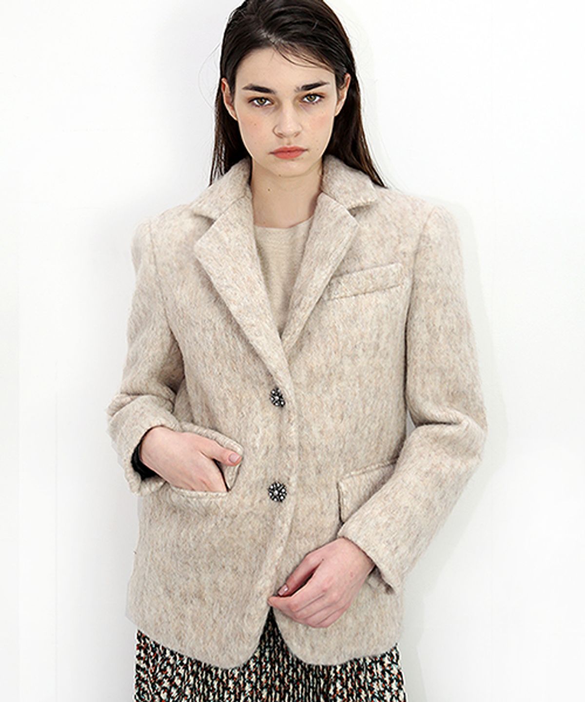 데미지니모닉(DAMAGE MNEMONIC) 모헤어 베이지 자켓 _ Mohair Beige JK