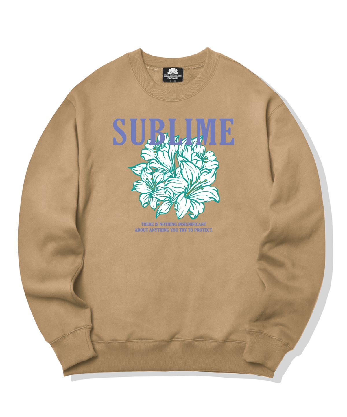 트립션(TRIPSHION) SUBLIME FLOWER LOGO 크루넥 - 베이지