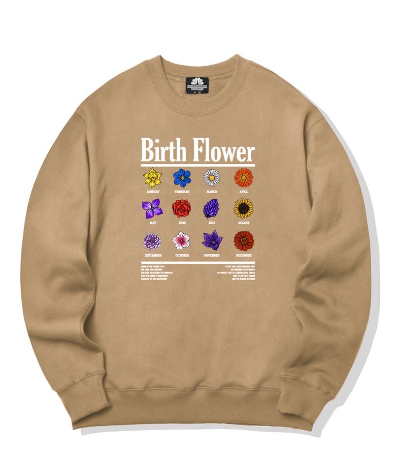BIRTH FLOWER GRAPHIC 크루넥 - 베이지
