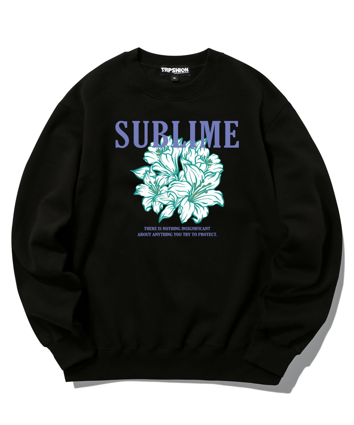 트립션(TRIPSHION) SUBLIME FLOWER LOGO 크루넥 - 블랙