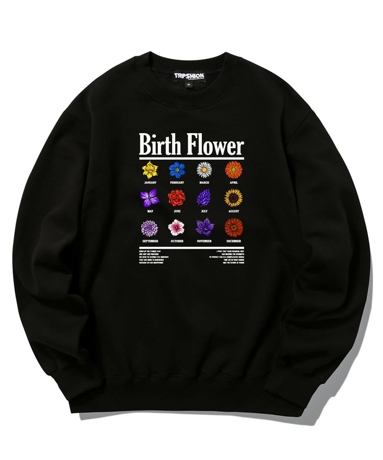 BIRTH FLOWER GRAPHIC 크루넥 - 블랙