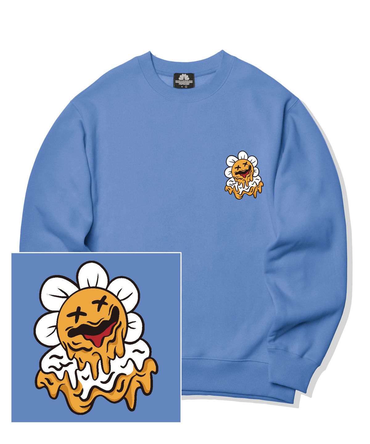 트립션(TRIPSHION) MELTING DAISY LOGO 크루넥 - 블루