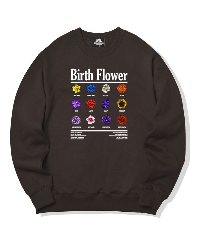 BIRTH FLOWER GRAPHIC 크루넥 - 브라운