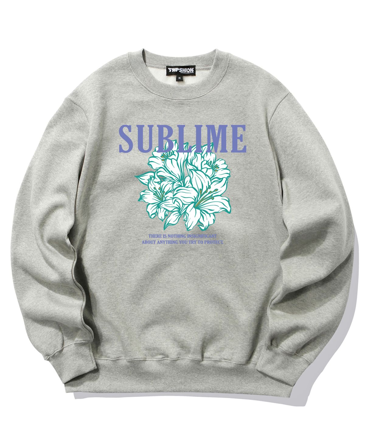 트립션(TRIPSHION) SUBLIME FLOWER LOGO 크루넥 - 그레이
