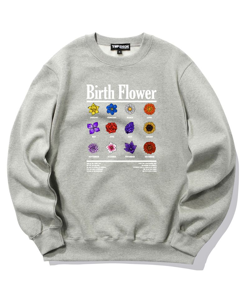 BIRTH FLOWER GRAPHIC 크루넥 - 그레이