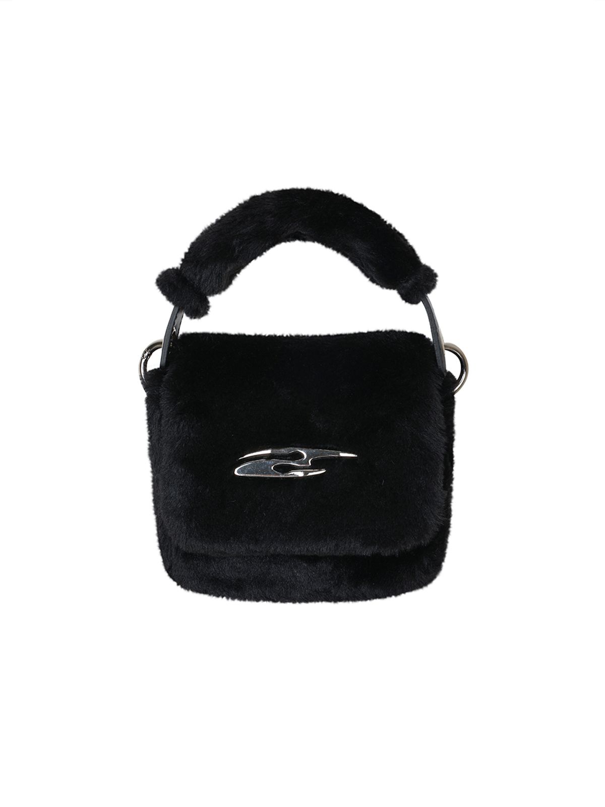 와이이이엘(YEEL) PLAQUE LOGO FUR MINI BAG BLACK