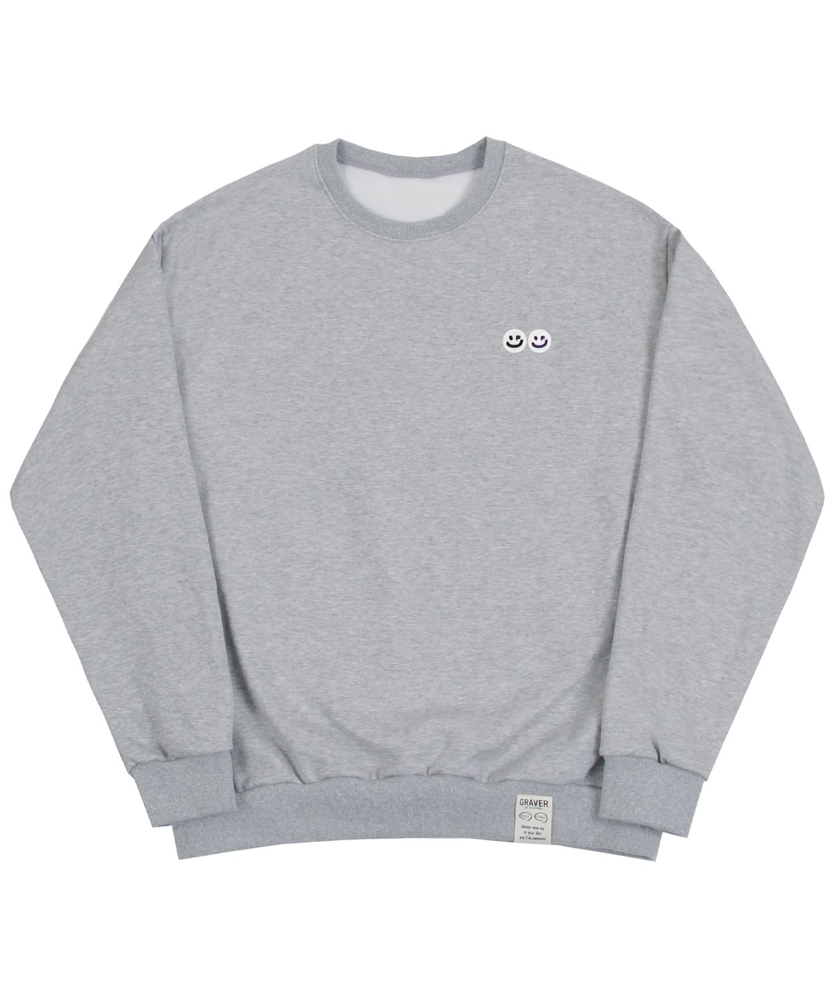 그레이버(GRAVER) [UNISEX]더블 스마일 자수 로고 맨투맨_그레이