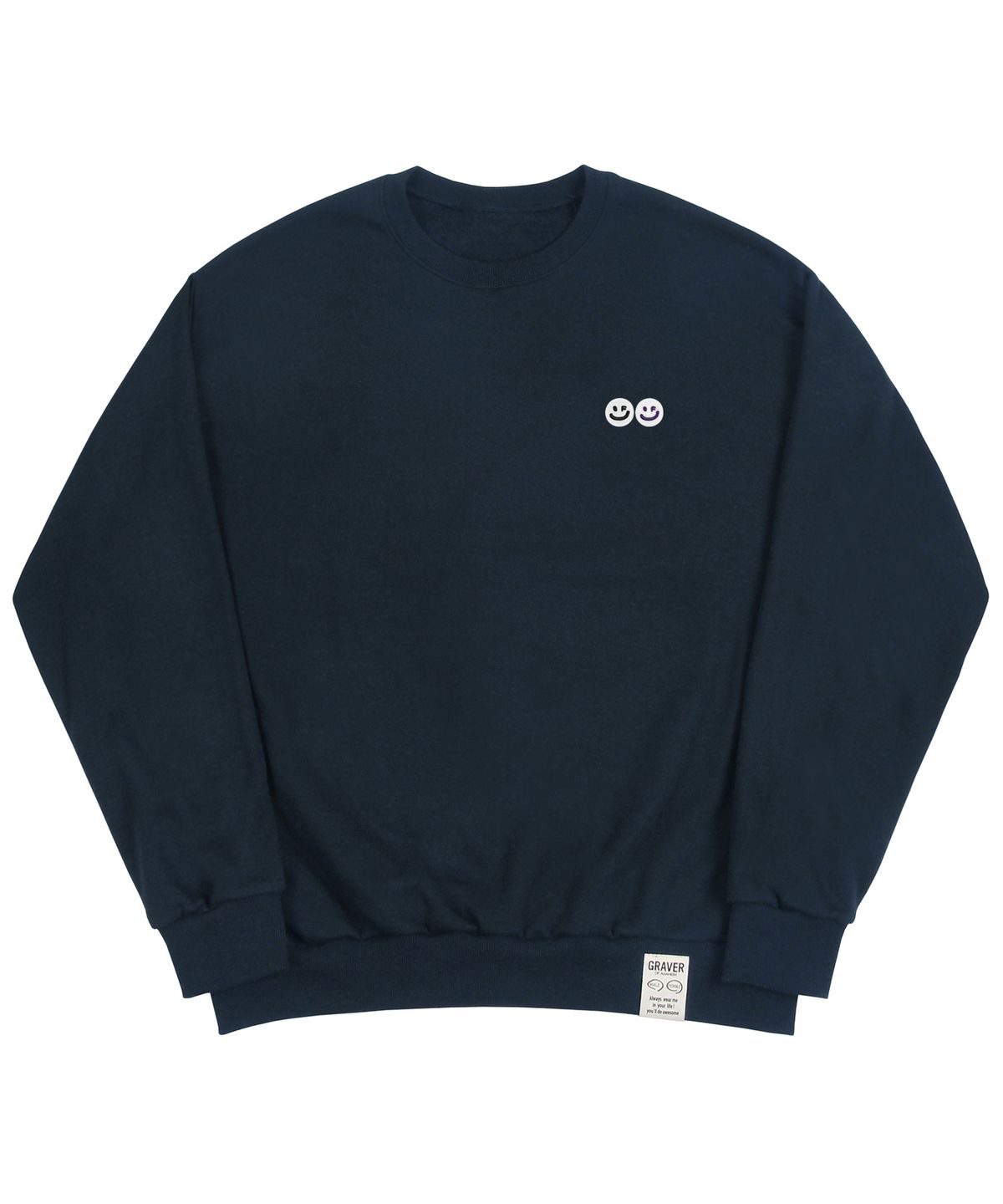 그레이버(GRAVER) [UNISEX]더블 스마일 자수 로고 맨투맨_네이비