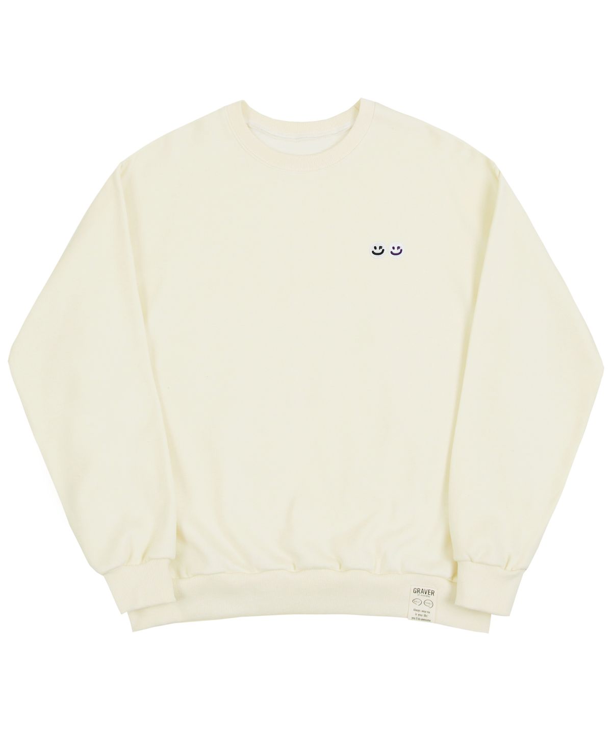 그레이버(GRAVER) [UNISEX]더블 스마일 자수 로고 맨투맨_크림