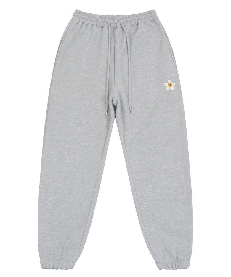 [UNISEX]플라워도트 자수 스웻 조거팬츠_그레이