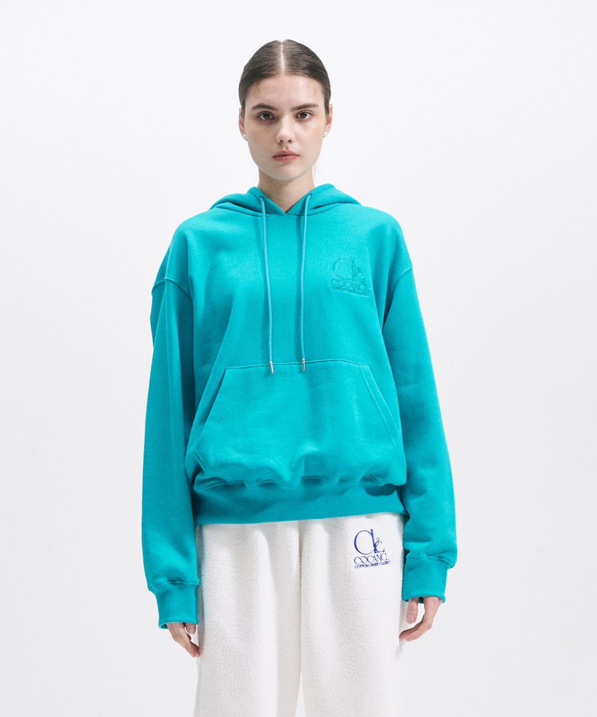 코캔클(COCANCL) CCL LOGO HOODIE/TOURQUISE GREEN