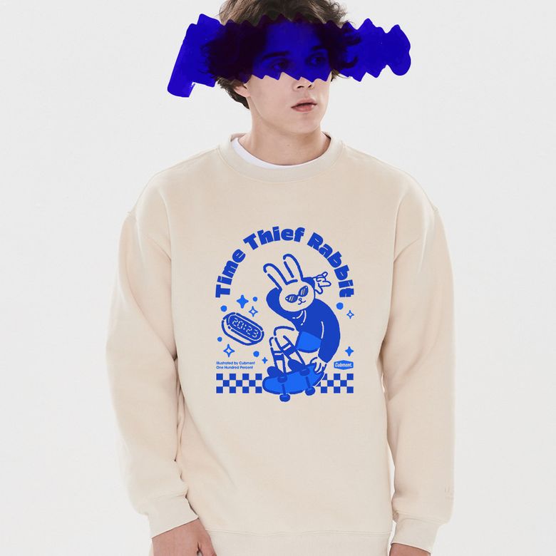 OHP X CUBMENT 시간을 훔치는 토끼 기모 맨투맨