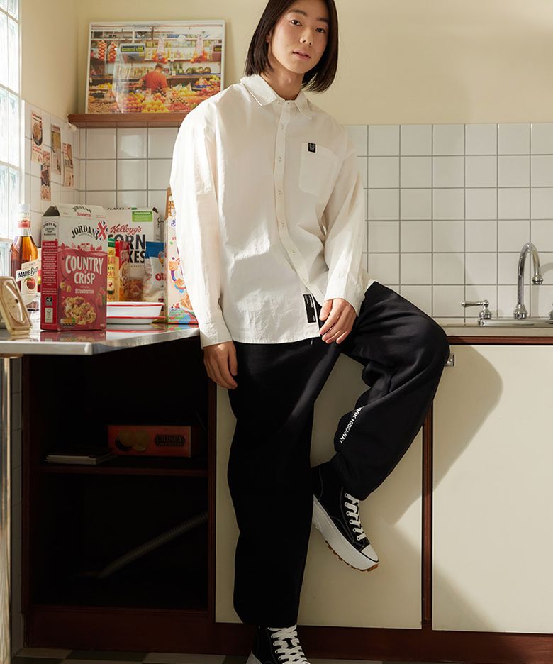 L2 코인 와펜 와이드 팬츠 (기모안감)