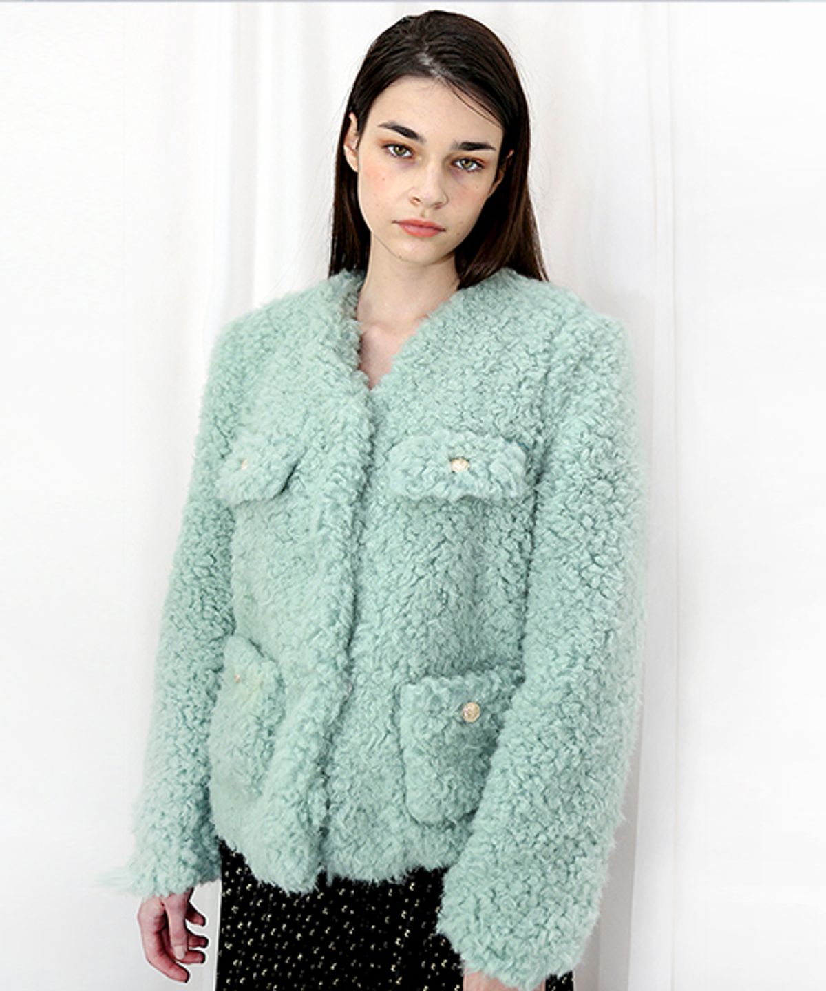 데미지니모닉(DAMAGE MNEMONIC) 브이넥 양털 민트 자켓 _ V-neck Wool Mint JK