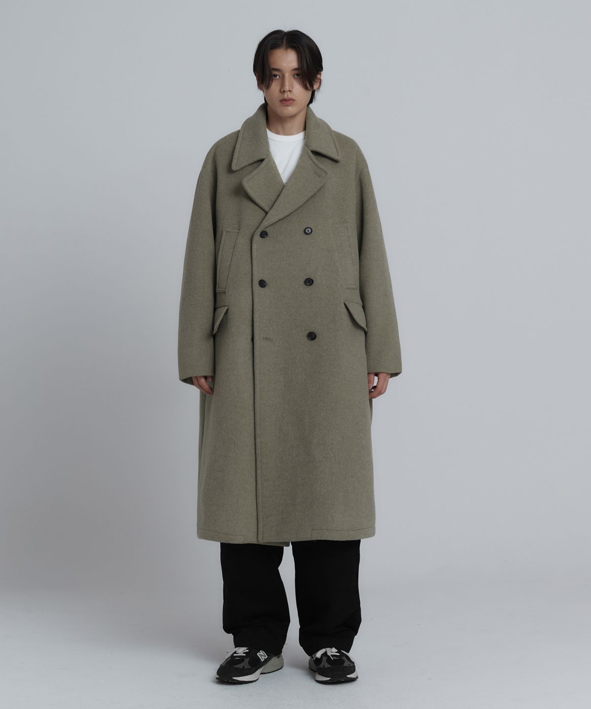 발루트(BALLUTE) NOAH DOUBLE BREASTED LONG COAT (LIGHT OLIVE)