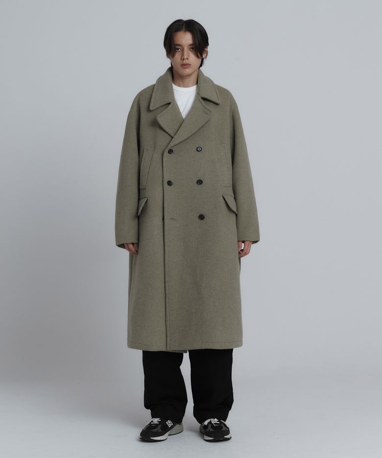 NOAH DOUBLE BREASTED LONG COAT (LIGHT OLIVE)