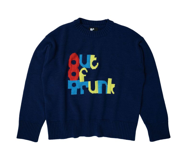 Block Logo Knit Sweater (Navy)