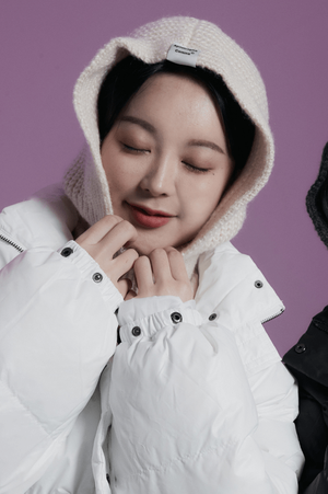 포인트라벨 니트 넥워머 바라클라바 (아이보리/베이지)