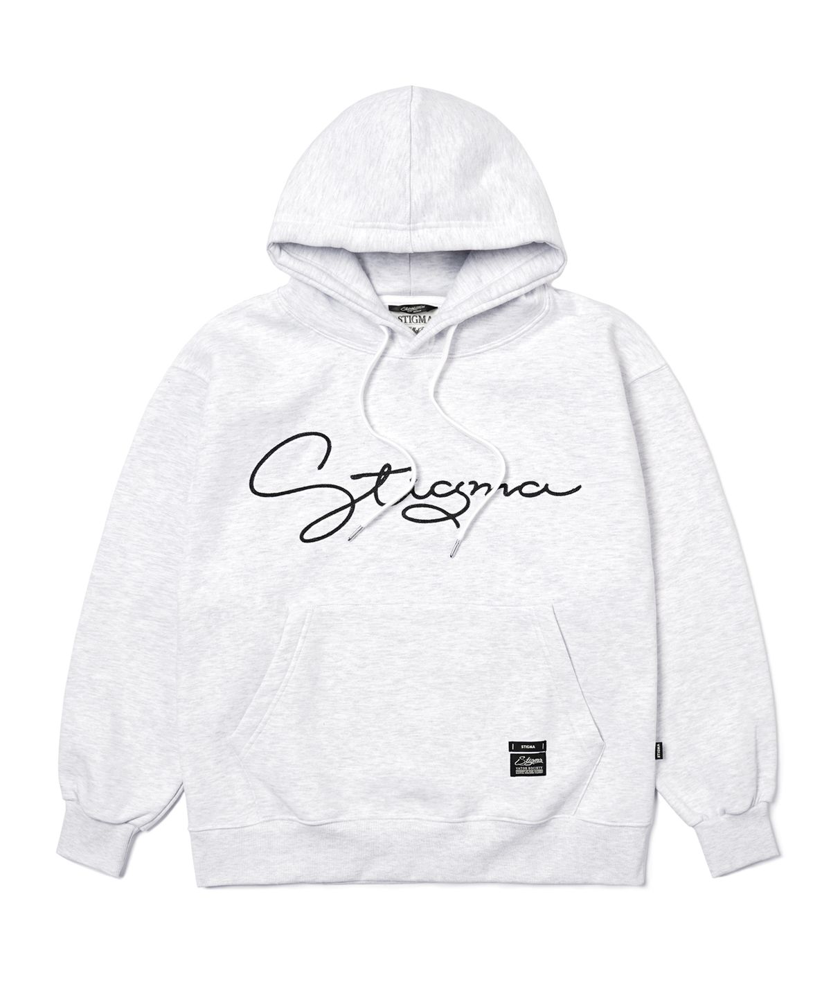 스티그마(STIGMA) 22 LETTER GRAPH OVERSIZED HEAVY SWEAT  HOODIE WHITE MELANGE