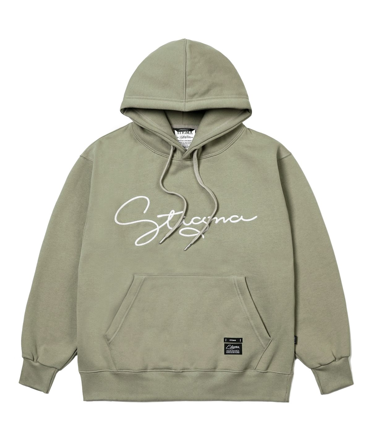 스티그마(STIGMA) 22 LETTER GRAPH OVERSIZED HEAVY SWEAT  HOODIE LIGHT KHAKI
