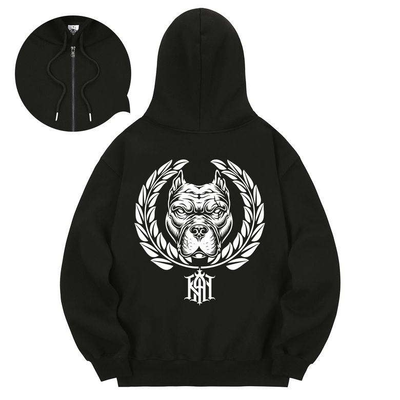 KHZB0195 핏불기모 후드 집업 블랙