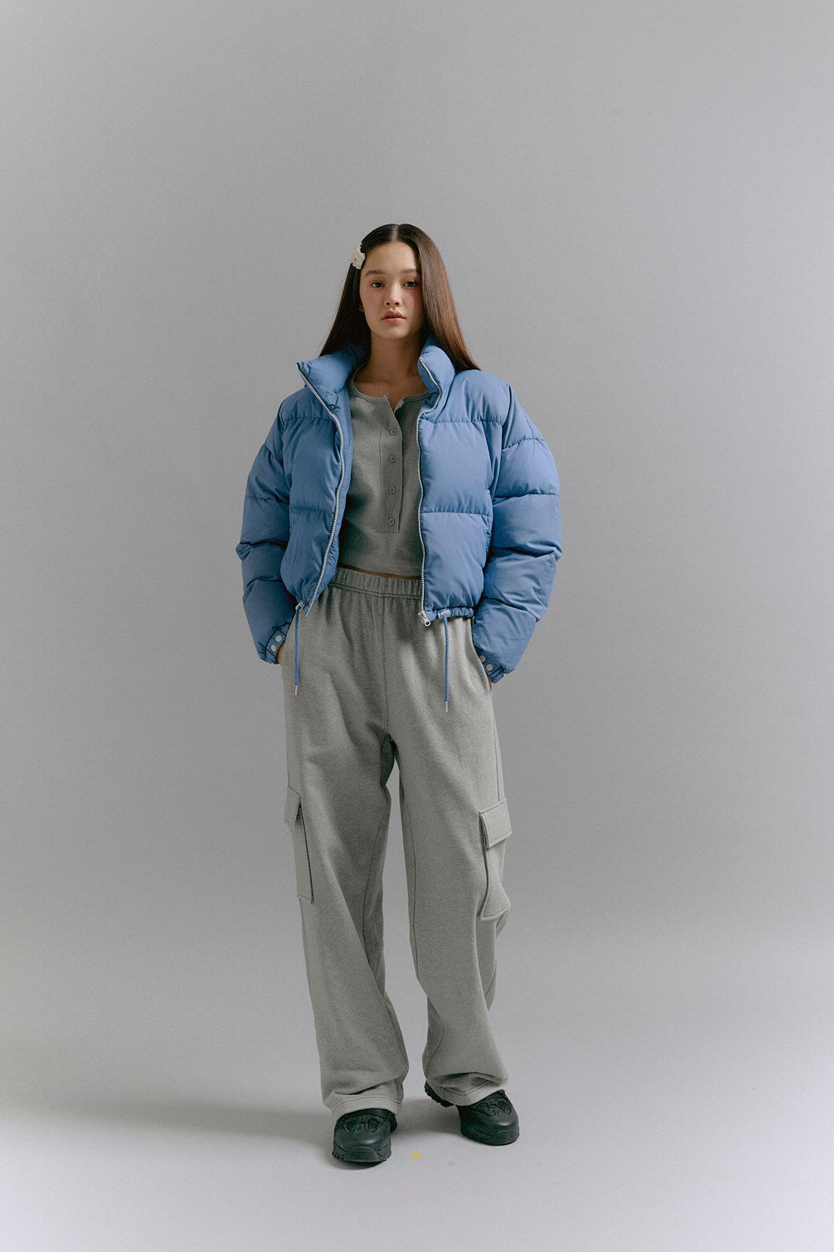 소프트서울(SOFT SEOUL) 스티치 카고 팬츠 [멜란지 그레이]
