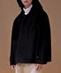 WOOLEN HOODED HALF-COAT (BLACK)