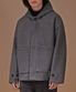 WOOLEN HOODED HALF-COAT (GRAY)