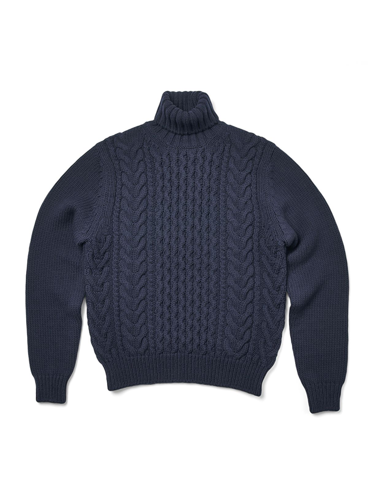 베르노(VERNO) Fisherman Turtle-neck Knit Navy