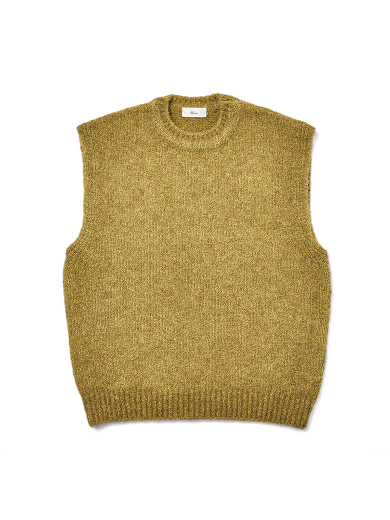 Boucle Vest Knit Vomit-Yellow