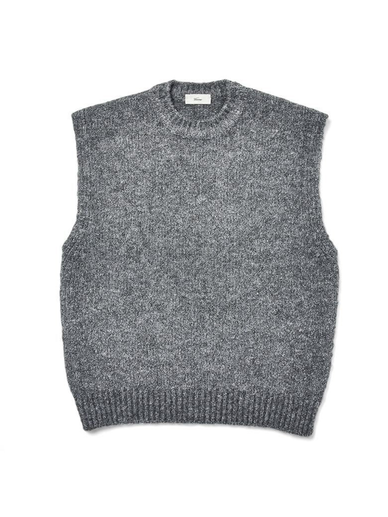 Boucle Vest Knit Grey