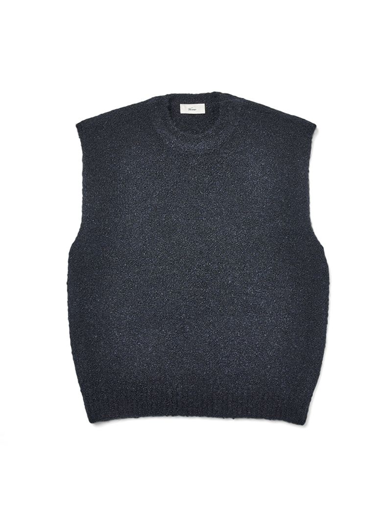 Boucle Vest Knit Navy