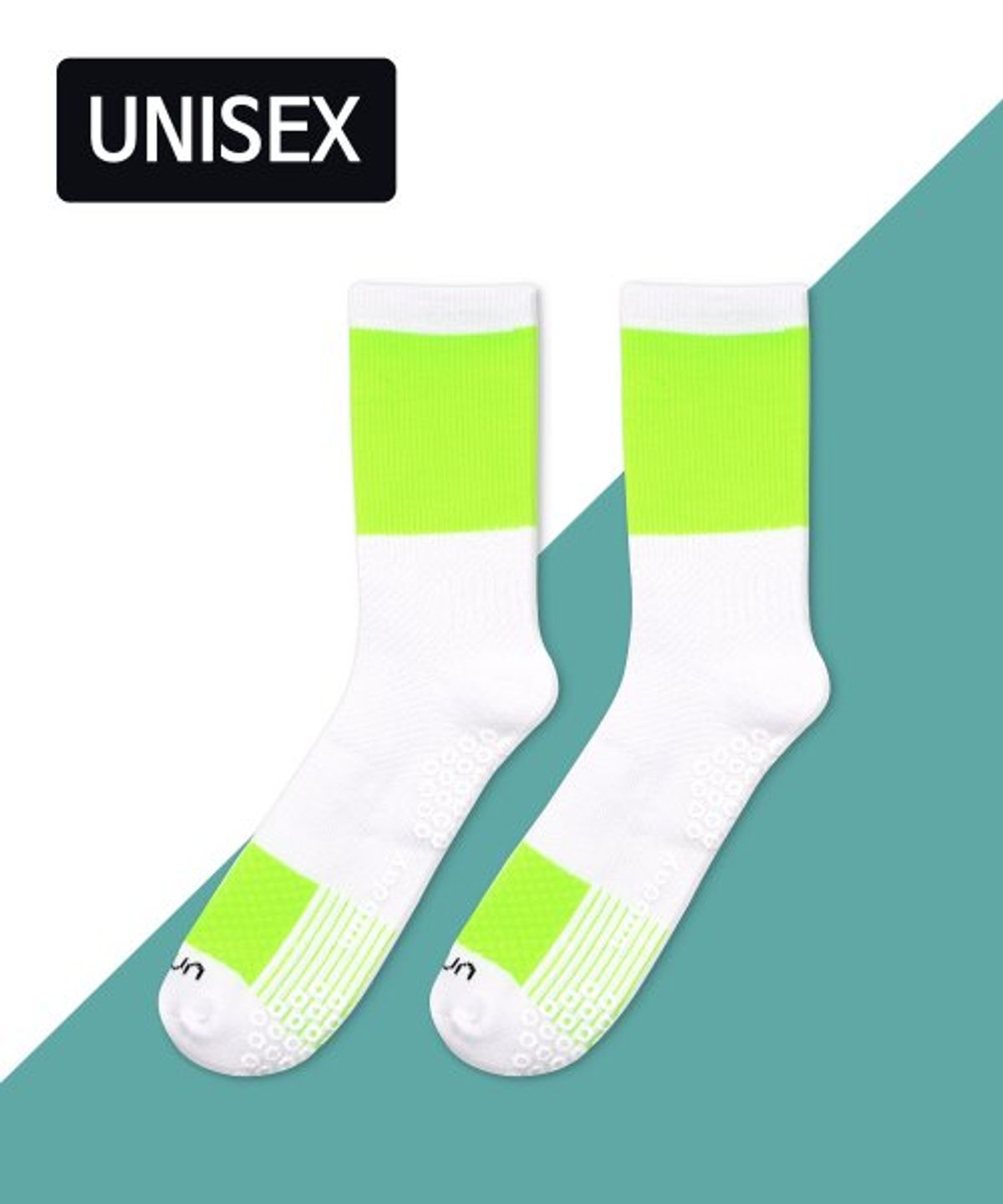 언비데이(UNBDAY) 여자 컬러 스포츠 삭스 -형광연두