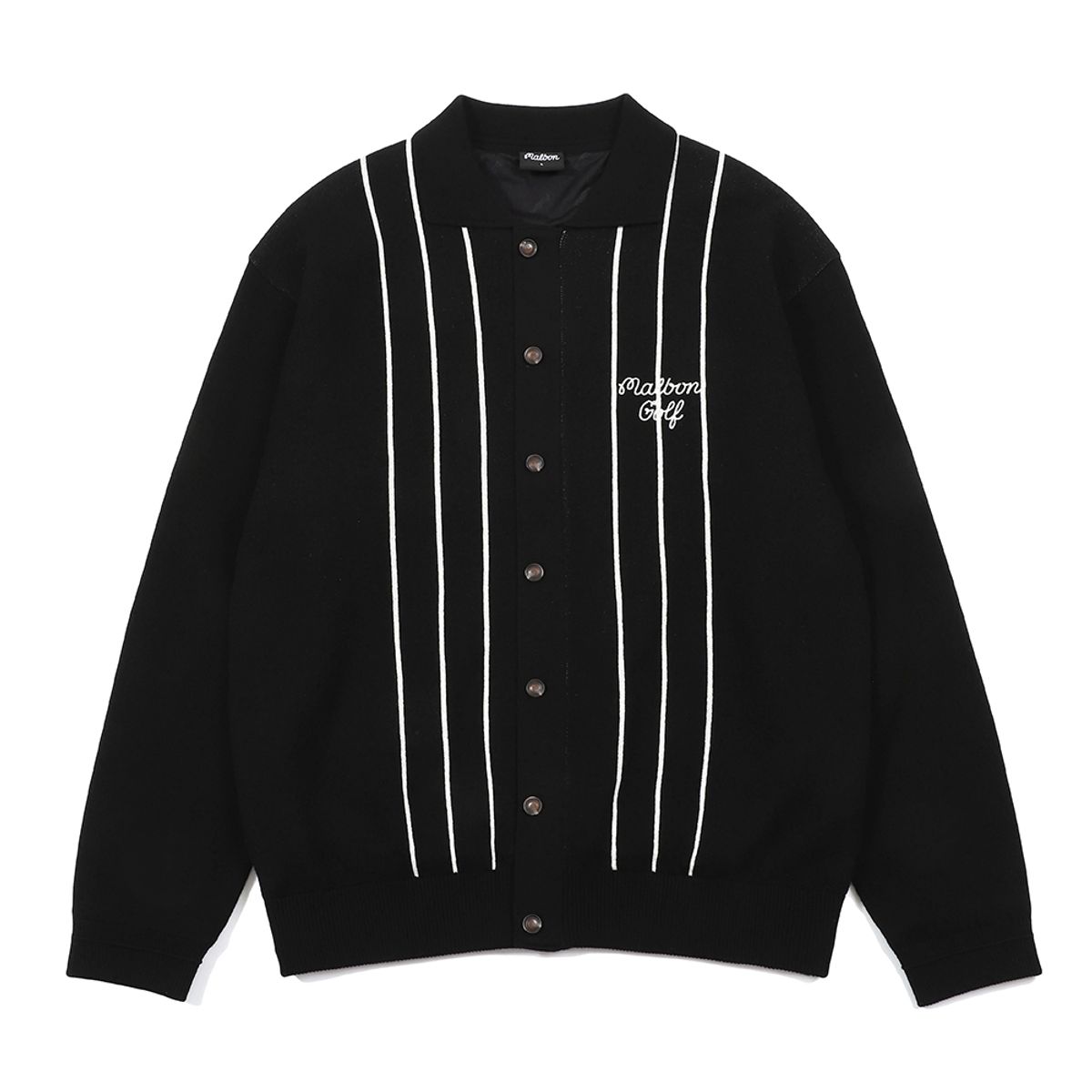 말본 골프(MALBON GOLF) 보더 스트라이프 니트 가디건 BLACK (MAN)