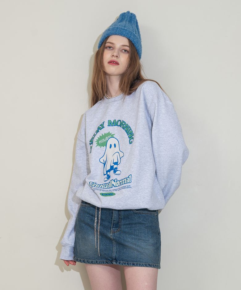 MORNING GHOST SWEAT SHIRT _ MELANGE 기모