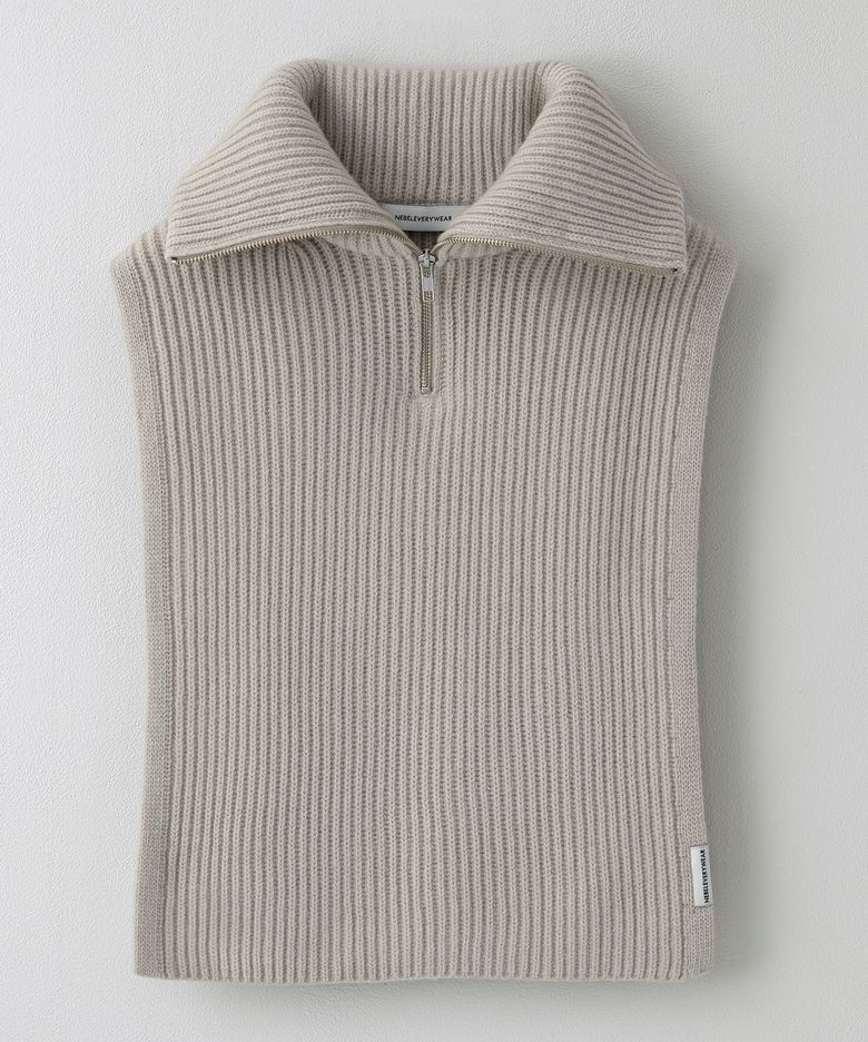 CASHMERE WOOL ZIP-UP WAMMER_BEIGE