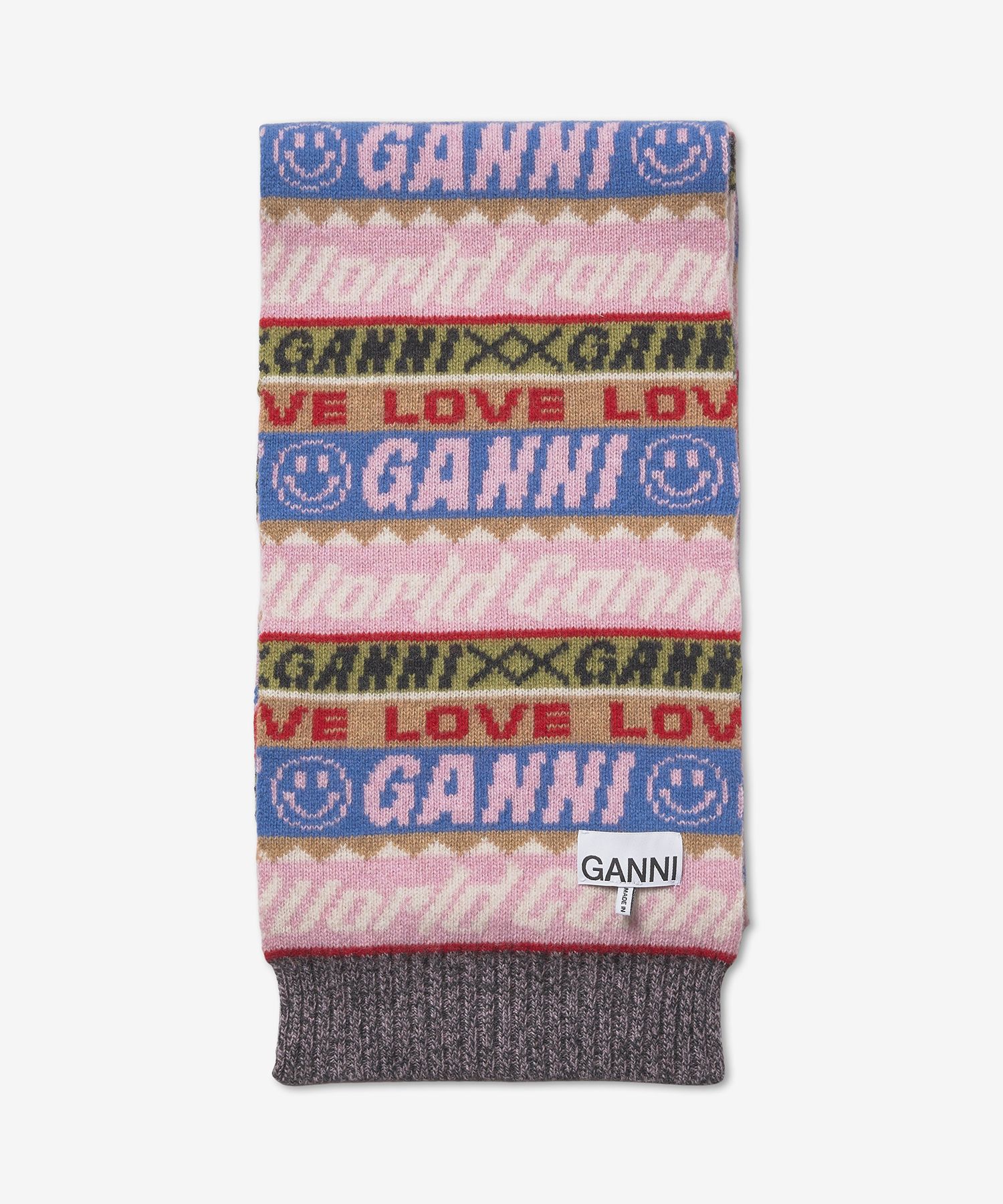 MUSINSA | GANNI Logo Jacquard muffler - Multi Color / A4435999