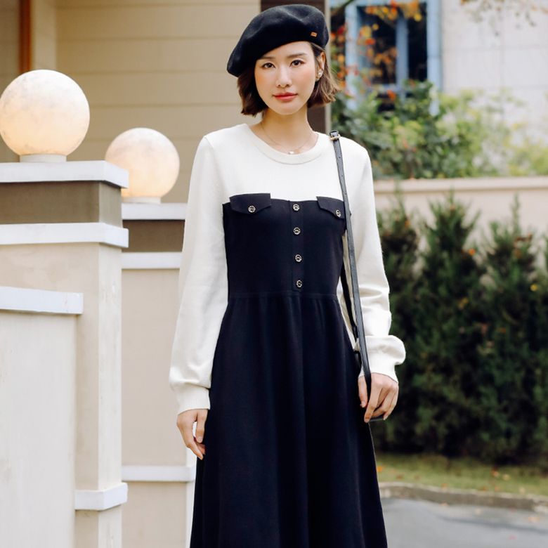 LS_Soft slim knitted sweater dress_BLACK