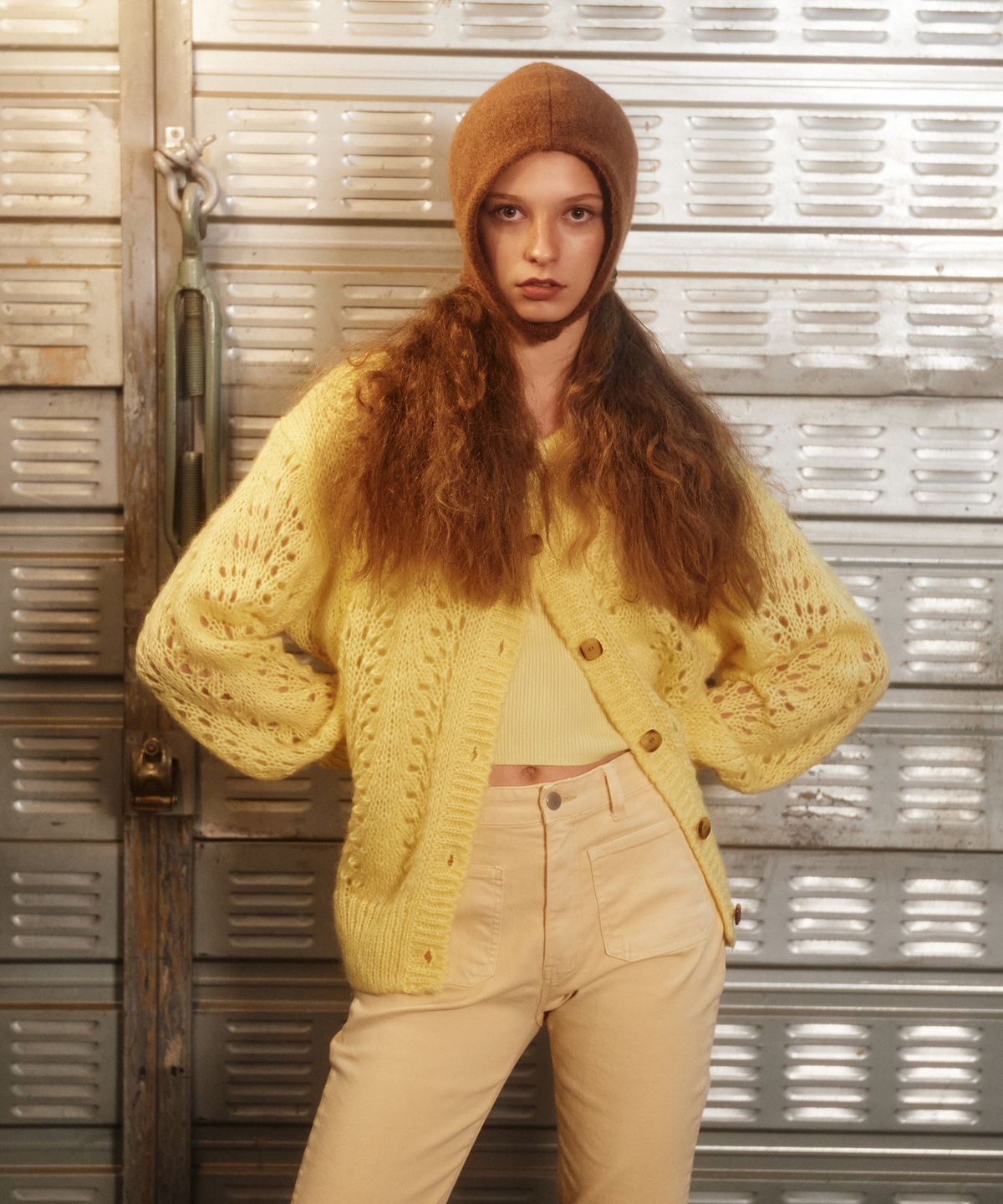 그린버터(GREENBUTTER) Mohair Skashi Cardigan (Yellow)