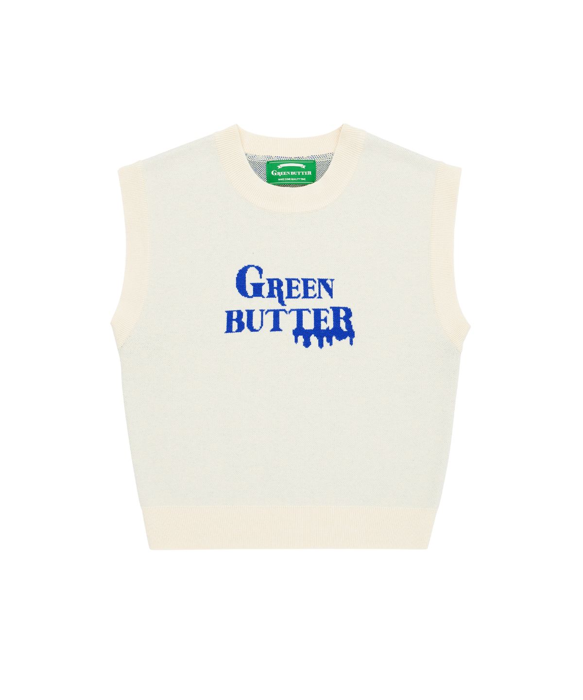 그린버터(GREENBUTTER) Lettering knit vest (Ivory)