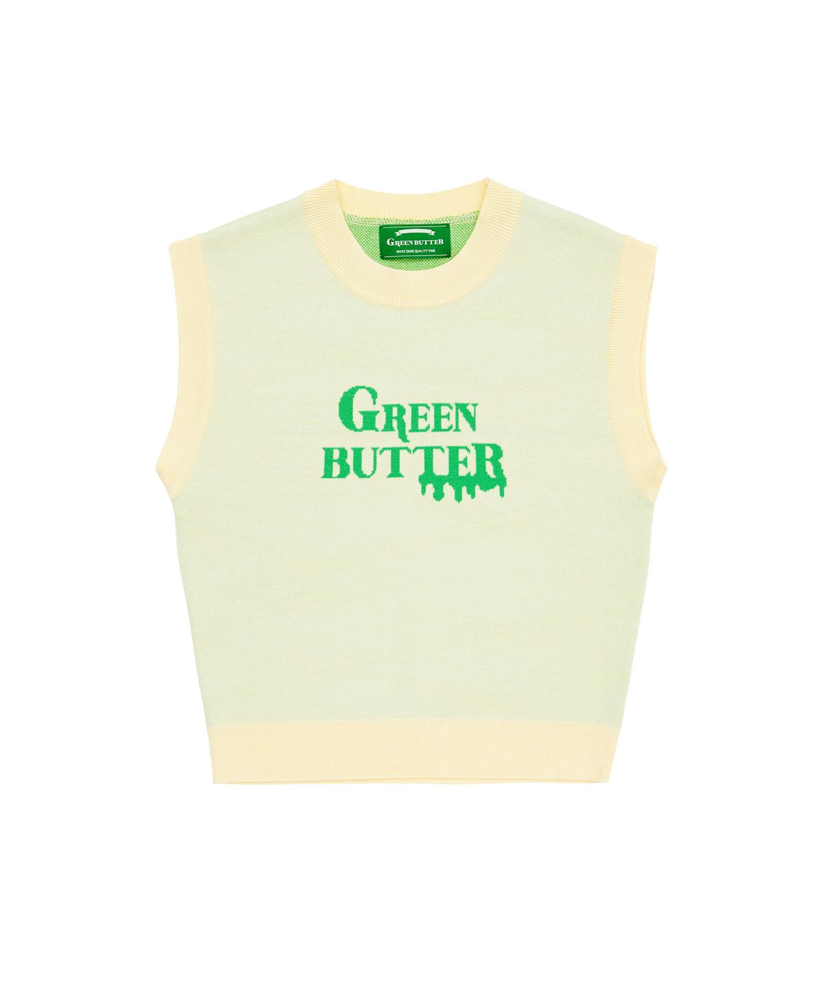그린버터(GREENBUTTER) Lettering knit vest (Butter)