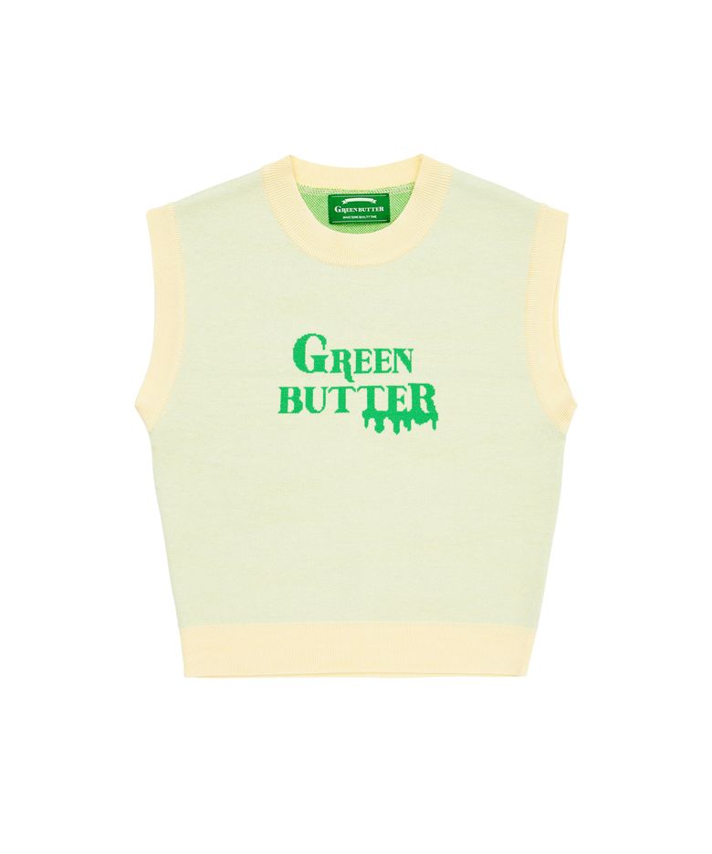 Lettering knit vest (Butter)