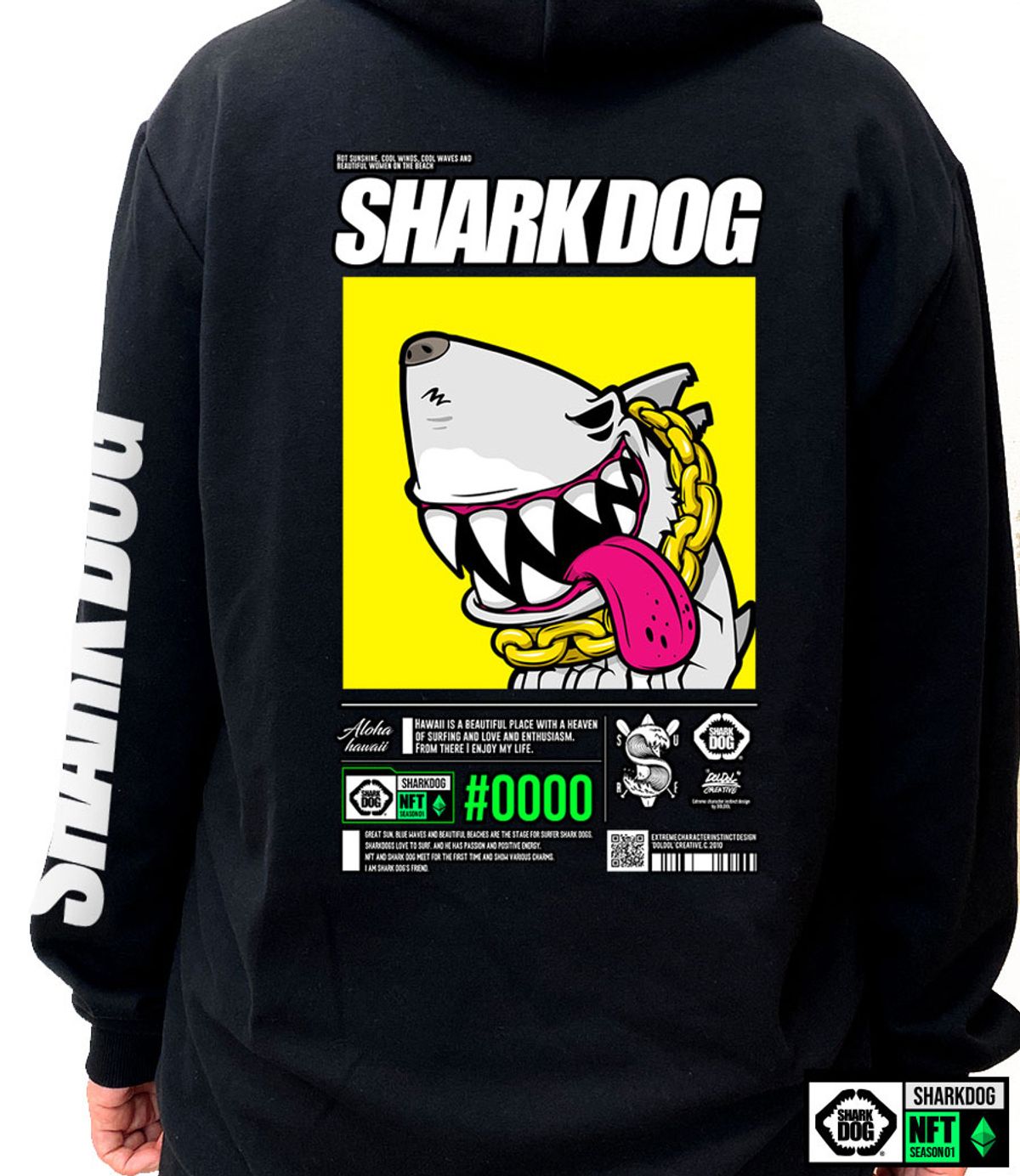 돌돌(DOLDOL) SHARK-DOG-HOODY-262 샤크독 서핑 하와이 NFT 캐릭터 그래픽 후드티 후디