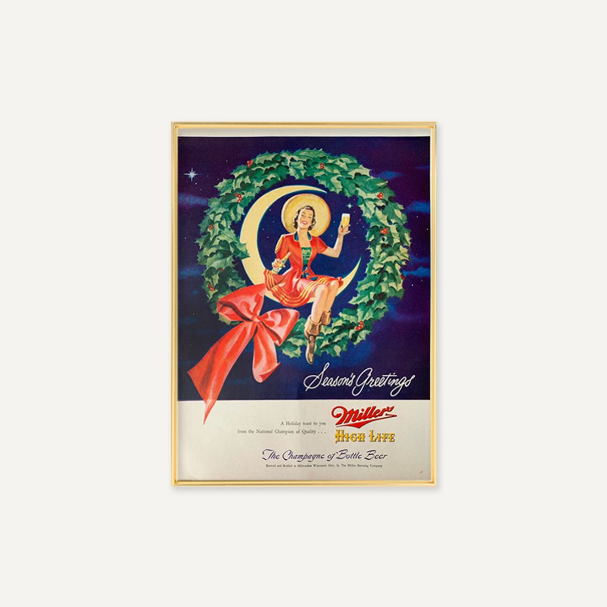 그릿시즌(GREET SEASON) 1940s Miller High Life Beer Christmas (액자 포함)