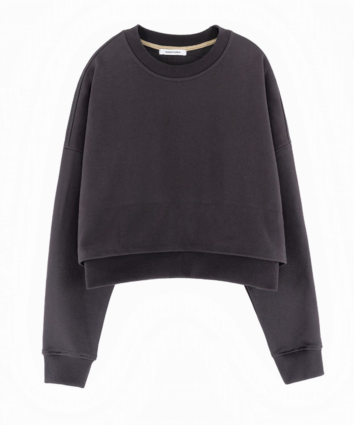 모노포비아(MONOPHOBIA) LAYERED COTTON CROP SWEATSHIRT GREY