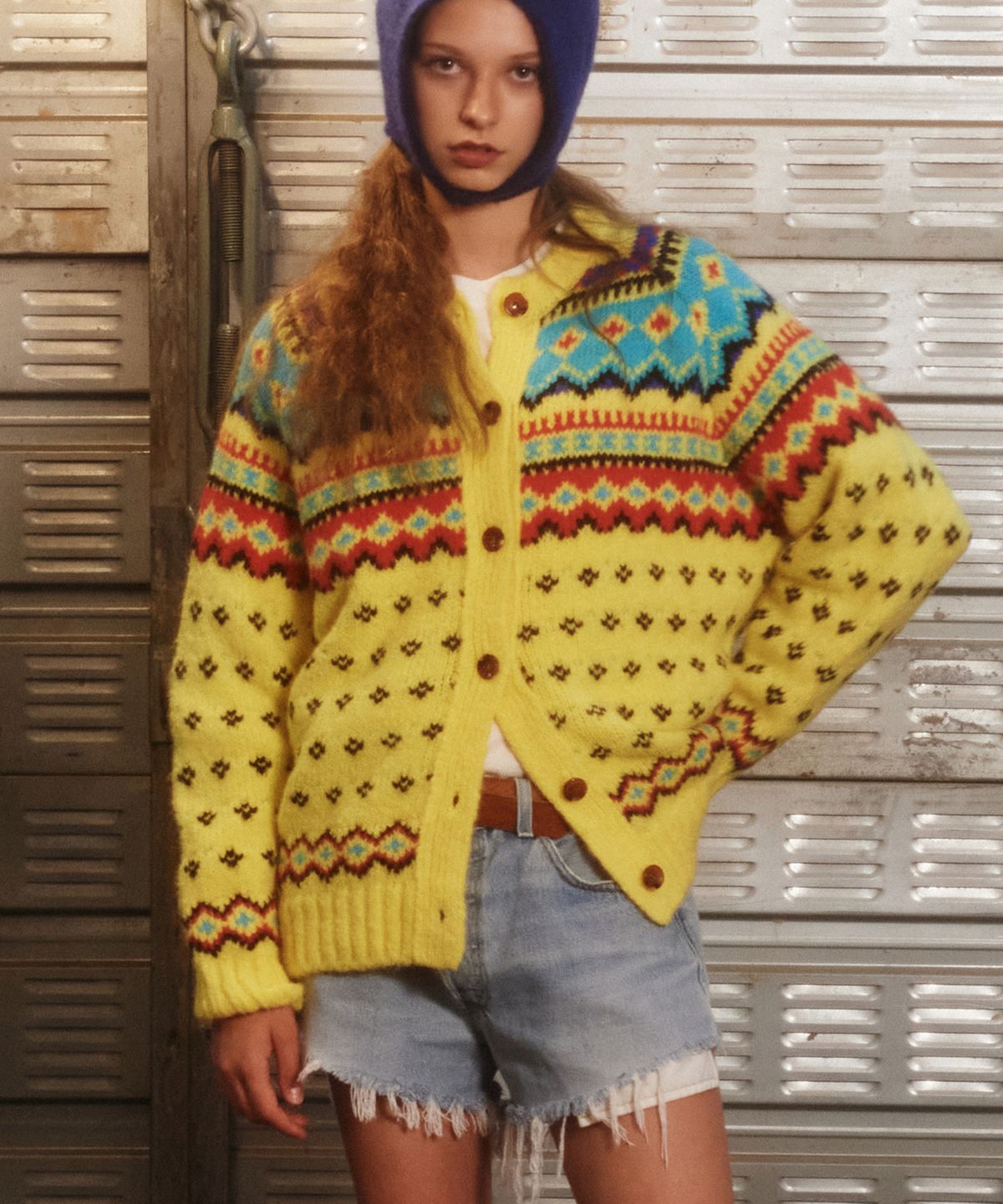 그린버터(GREENBUTTER) Bohemian nordic cardigan (yellow)