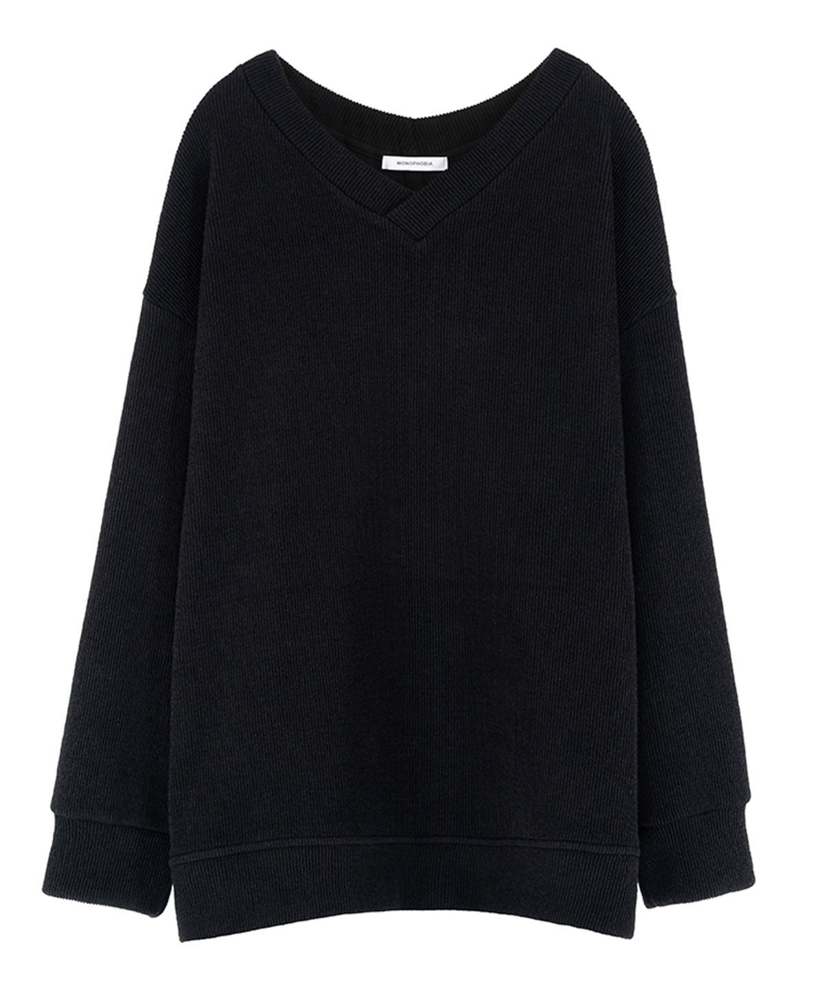 모노포비아(MONOPHOBIA) V NECK OVERSIZED SWEATER BLACK