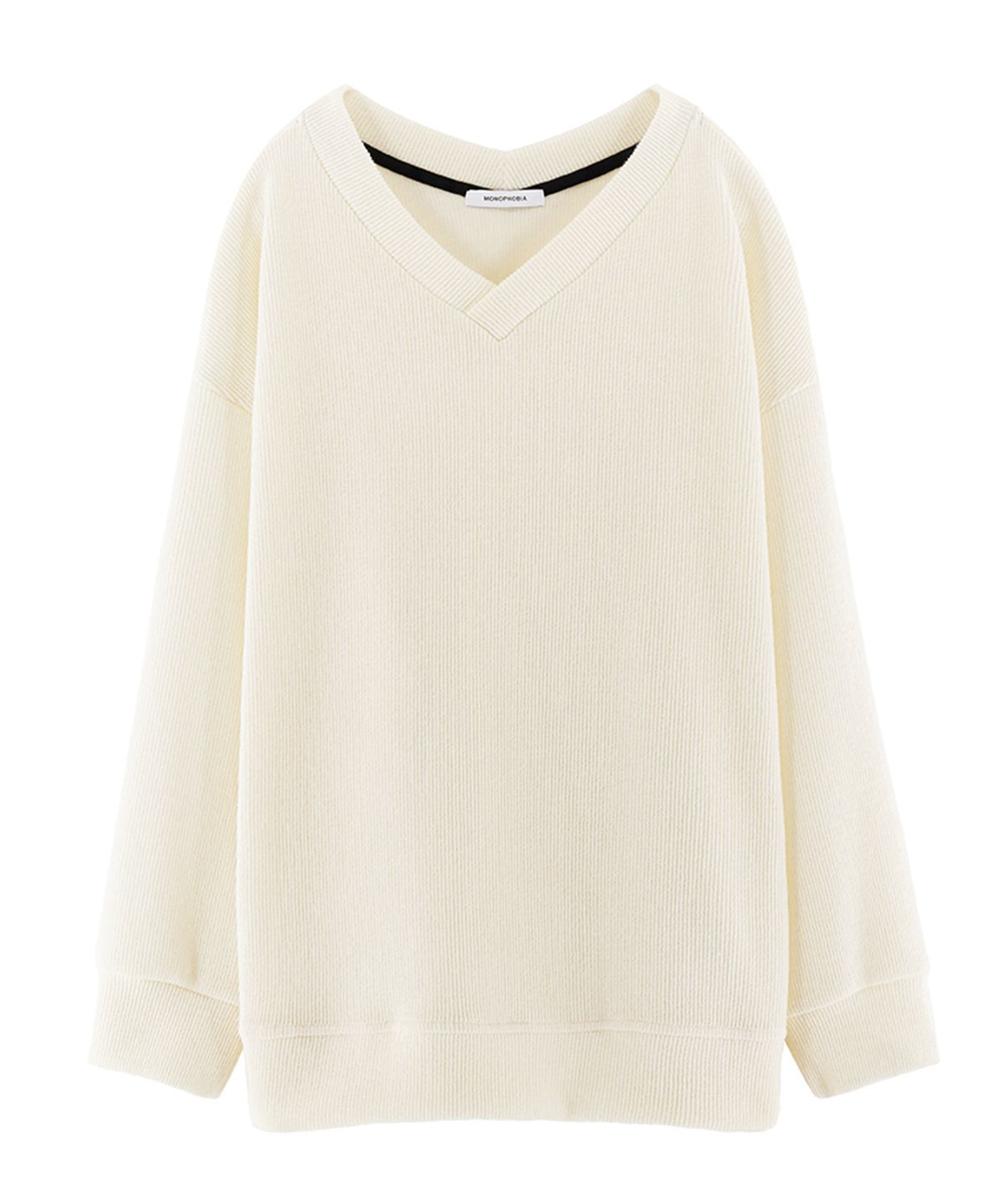 모노포비아(MONOPHOBIA) V NECK OVERSIZED SWEATER WHITE IVORY