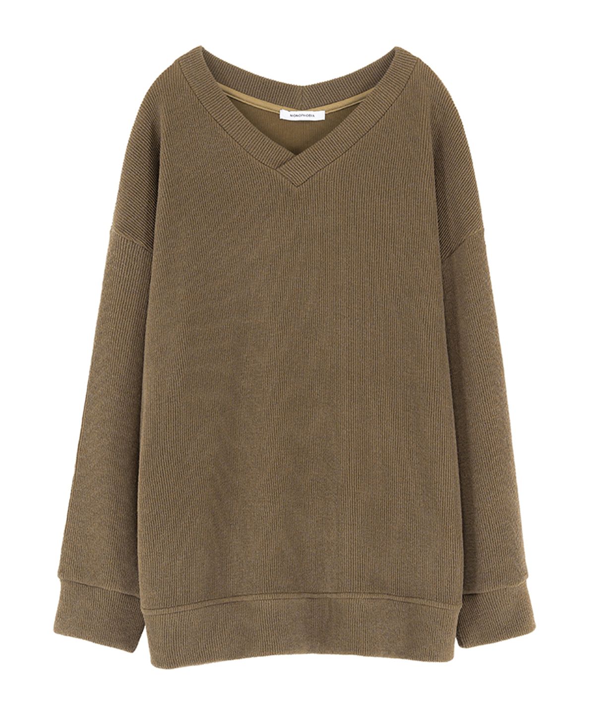 모노포비아(MONOPHOBIA) V NECK OVERSIZED SWEATER BROWN